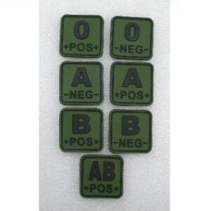 JTG Olive Blood Type PVC patch quadrato