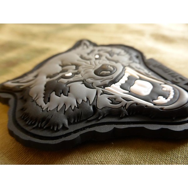 JTG WOLF HEAD BLACK PVC patch - immagine 2