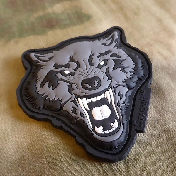 JTG WOLF HEAD BLACK PVC patch