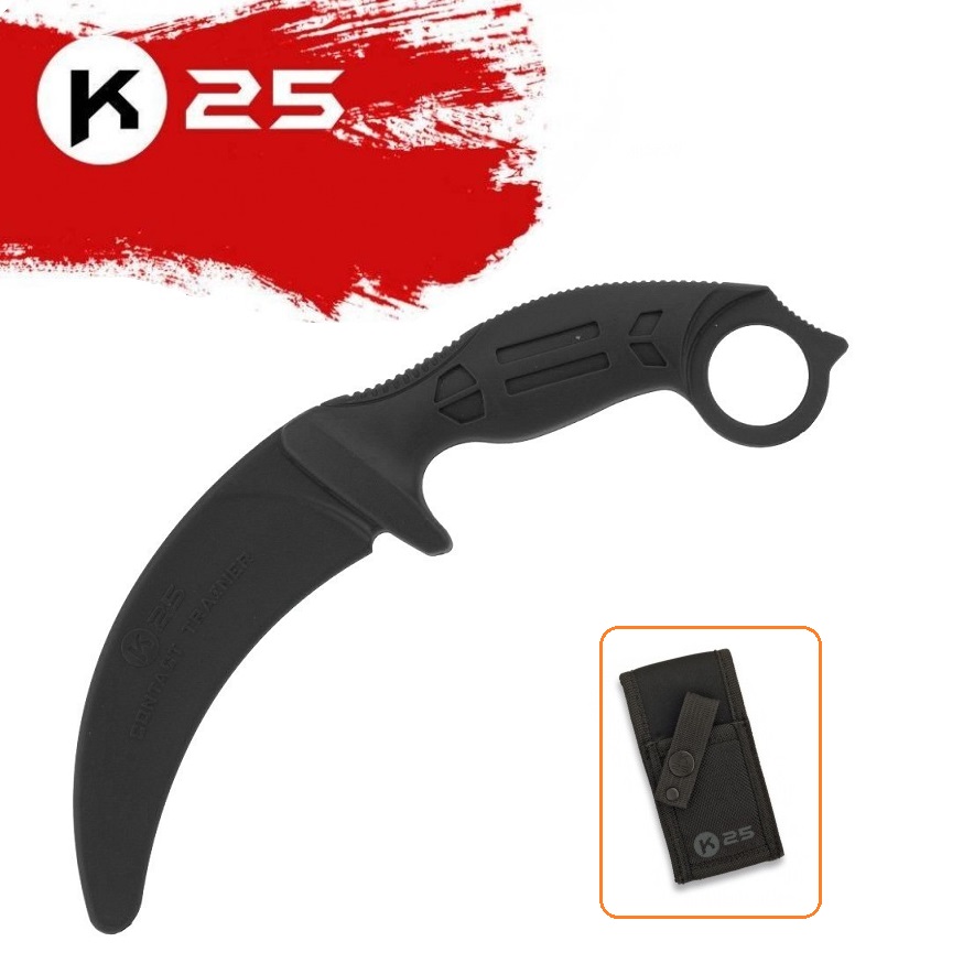 K25 Karambit Training Knife – Coltello da Addestramento in Polimero Nero con Fondina – 32336