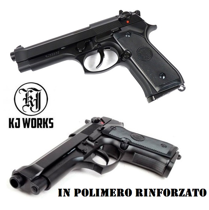 KJW NEW BERETTA M9 CARRELLO&BODY IN POLIMERO RINFORZATO BLACK - SCARRELLANTE -GAS