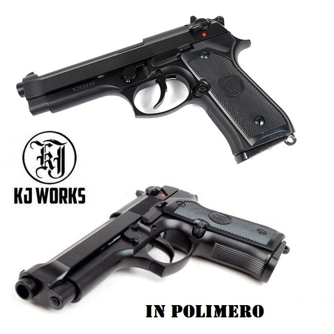 KJW BERETTA M9 CARRELLO&BODY IN POLIMERO BLACK - SCARRELLANTE - GAS