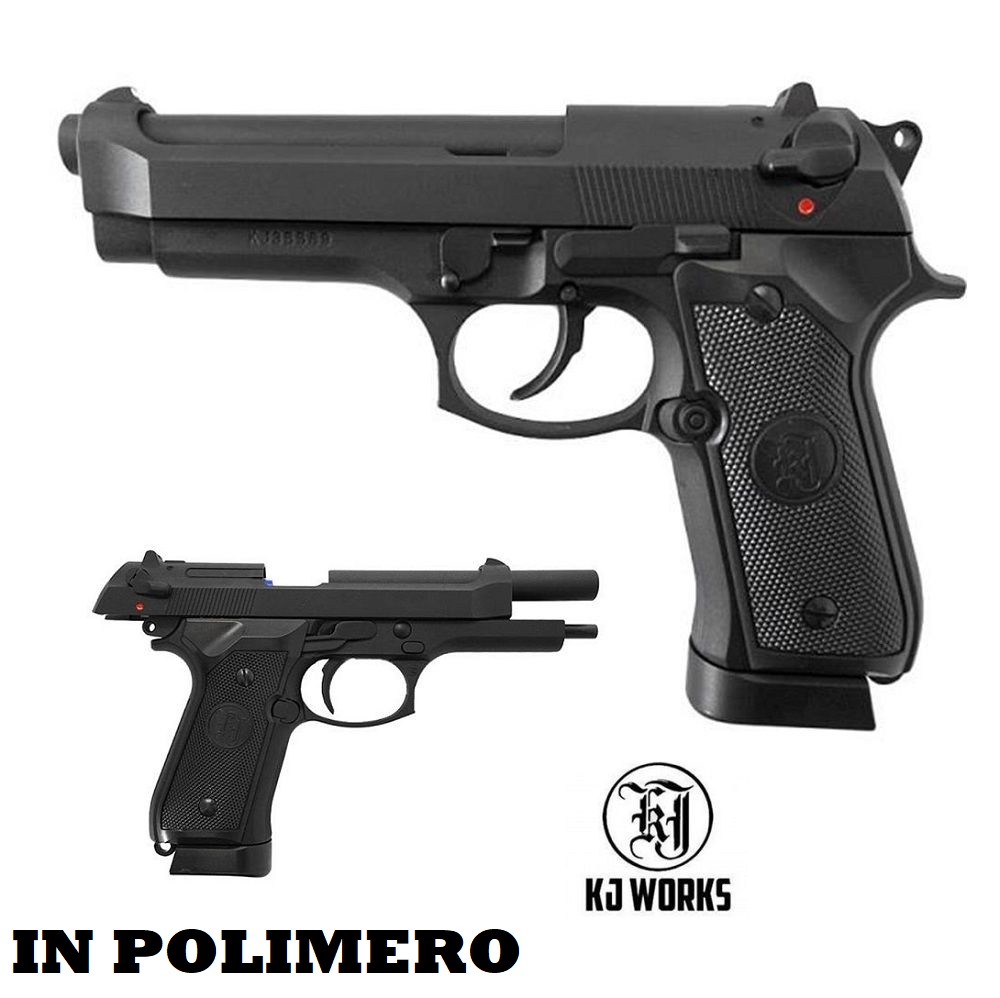 KJW NEW BERETTA M9 CARRELLO&BODY IN POLIMERO RINFORZATO BLACK - SCARRELLANTE -CO2