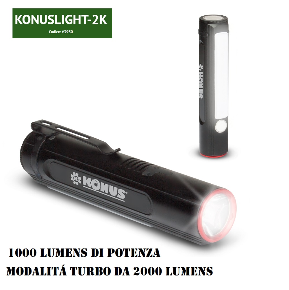 KONUSLIGHT K2 2000 Lumens Flashlight - batteria ricaricabile (3930)