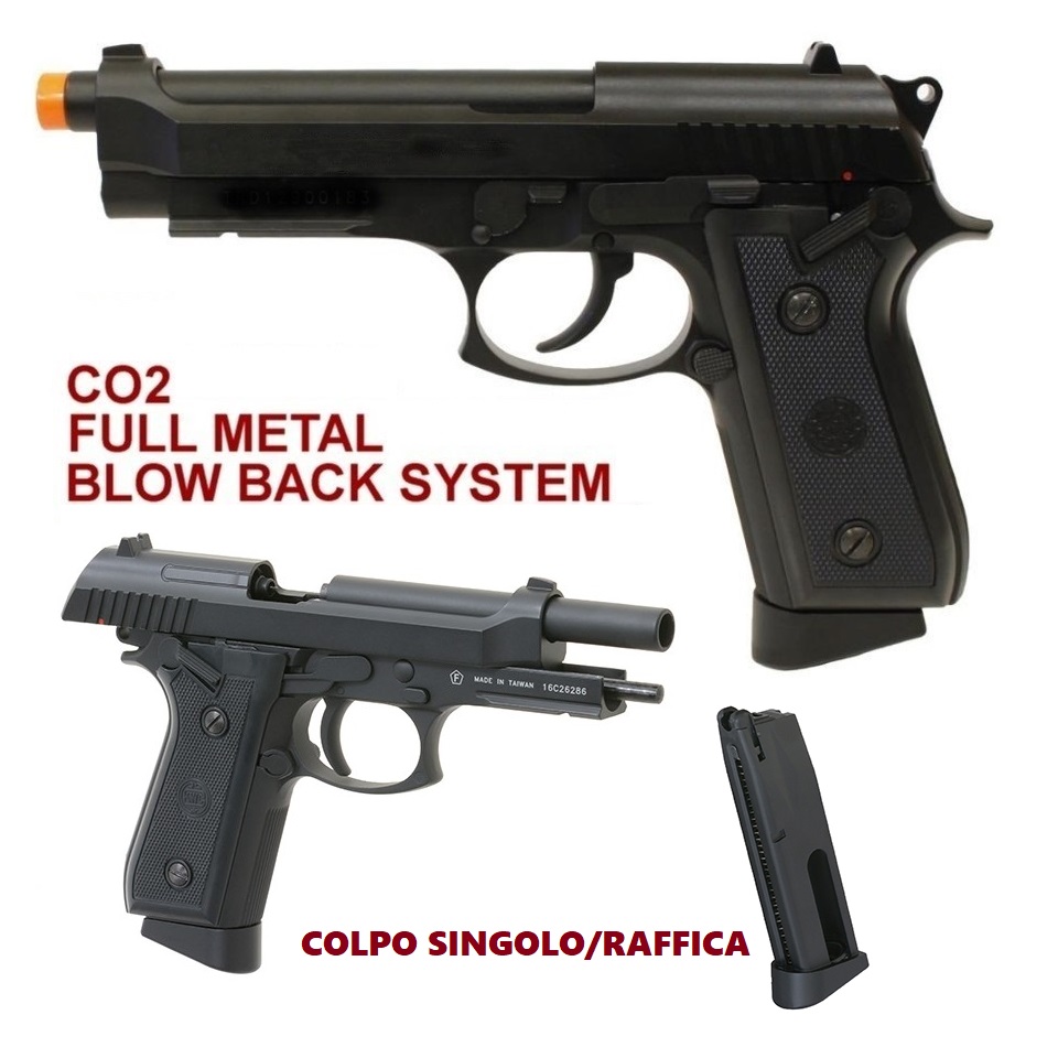 KWC PT-92 Scarrellante-Singolo/Raffica-Full Metal -CO2 -Black