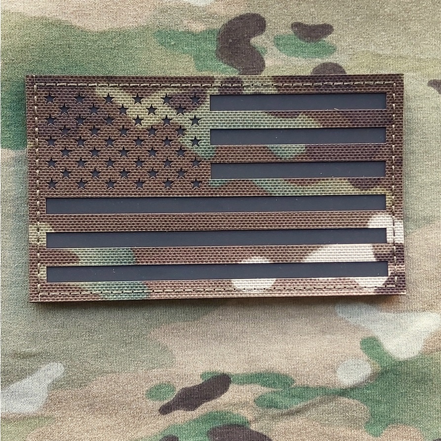 USA FLAG MULTICAM LARGE PATCH LASER CUT INFRARED - 12,5 x 7,5 cm