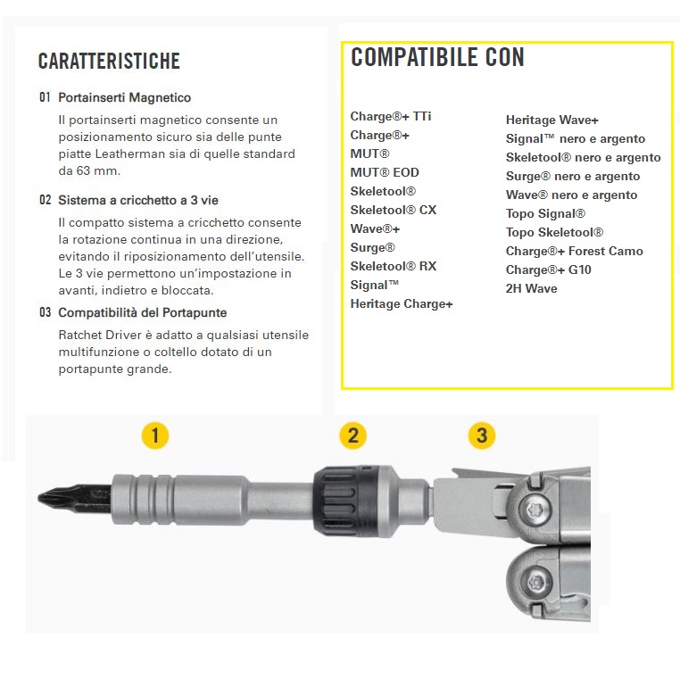 LEATHERMAN RATCHET DRIVER - accessori con sistema a cricchetto (931030) - immagine 3