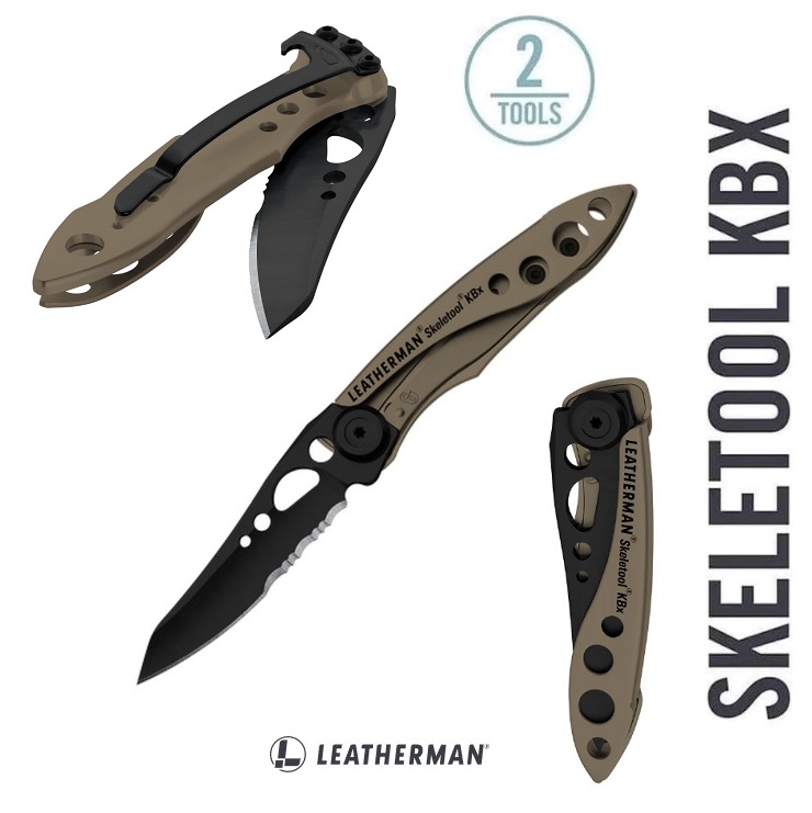 LEATHERMAN SKELETOOL KBX COYOTE TAN (832615) COLTELLO CHIUDIBILE CON FILO COMBINATO