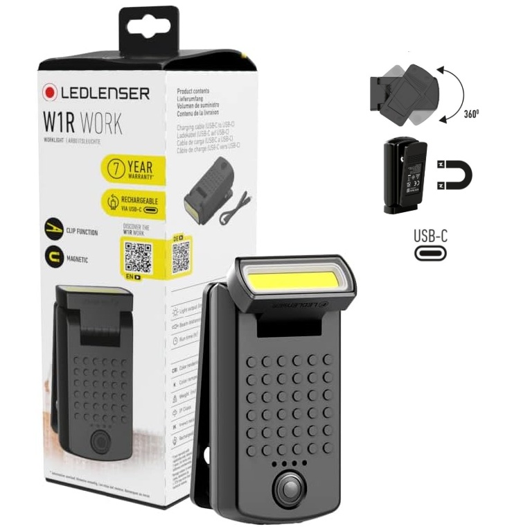 Led Lenser W1R Work Rechargeable Clip Light - 220 Lumens - Image 2