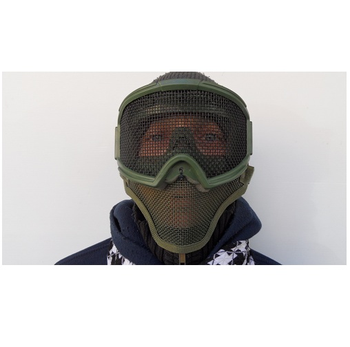 Combinazione Goggle a rete + sottomaschera a rete verde