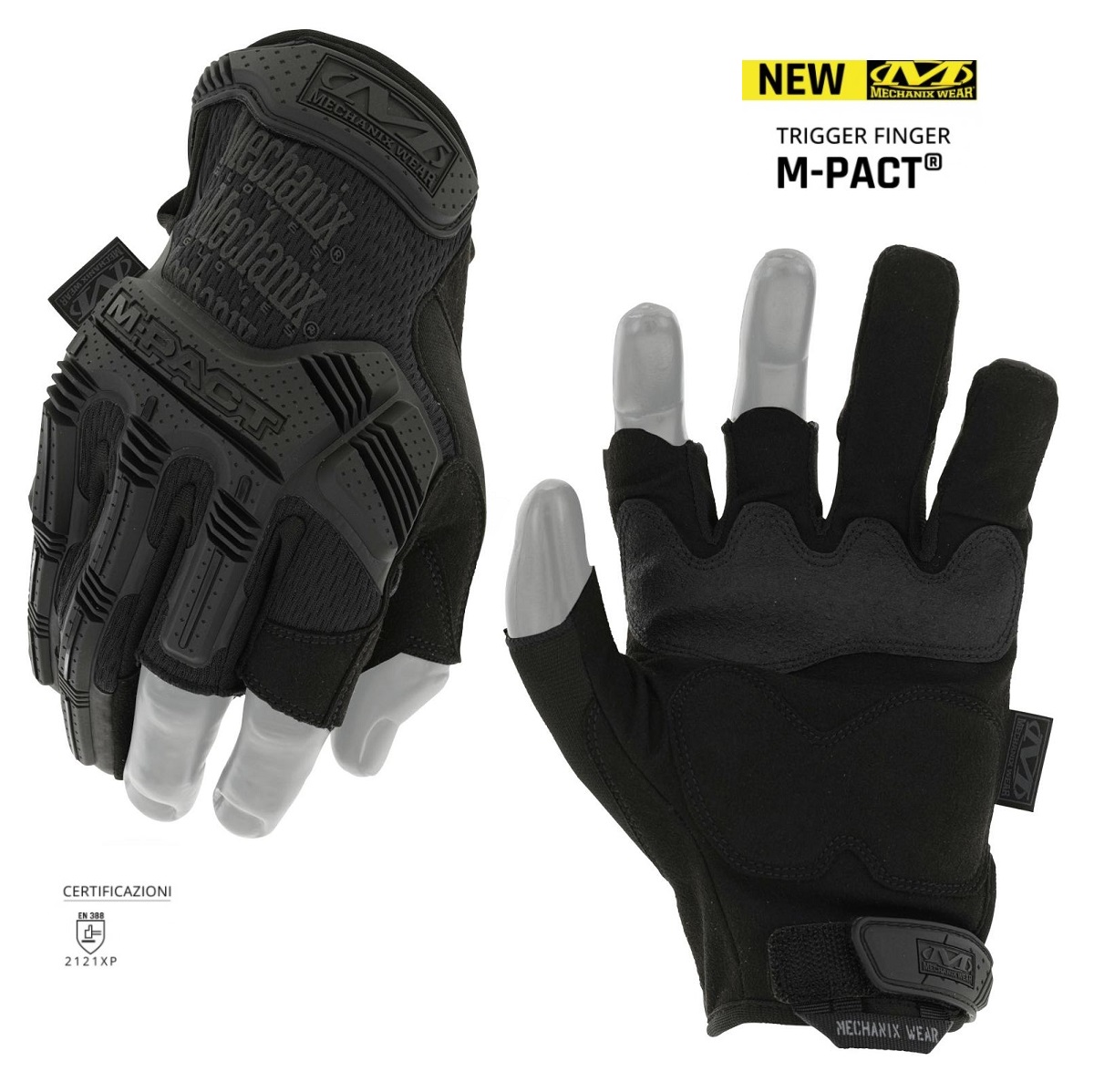 MECHANIX TRIGGER FINGER GLOVE M-PACT 55 BLACK ( MX-MPF-55 B)