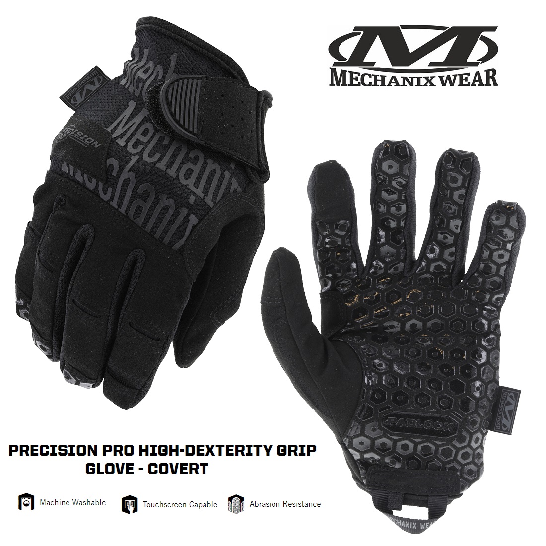 MECHANIX PRECISION PRO COVERT - HIGH DEXTERITY GRIP GLOVE BLACK (HDG-55)