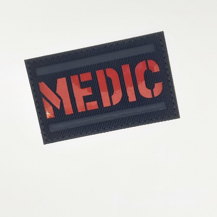 "MEDIC" Patch black-red reflective- laser cut design