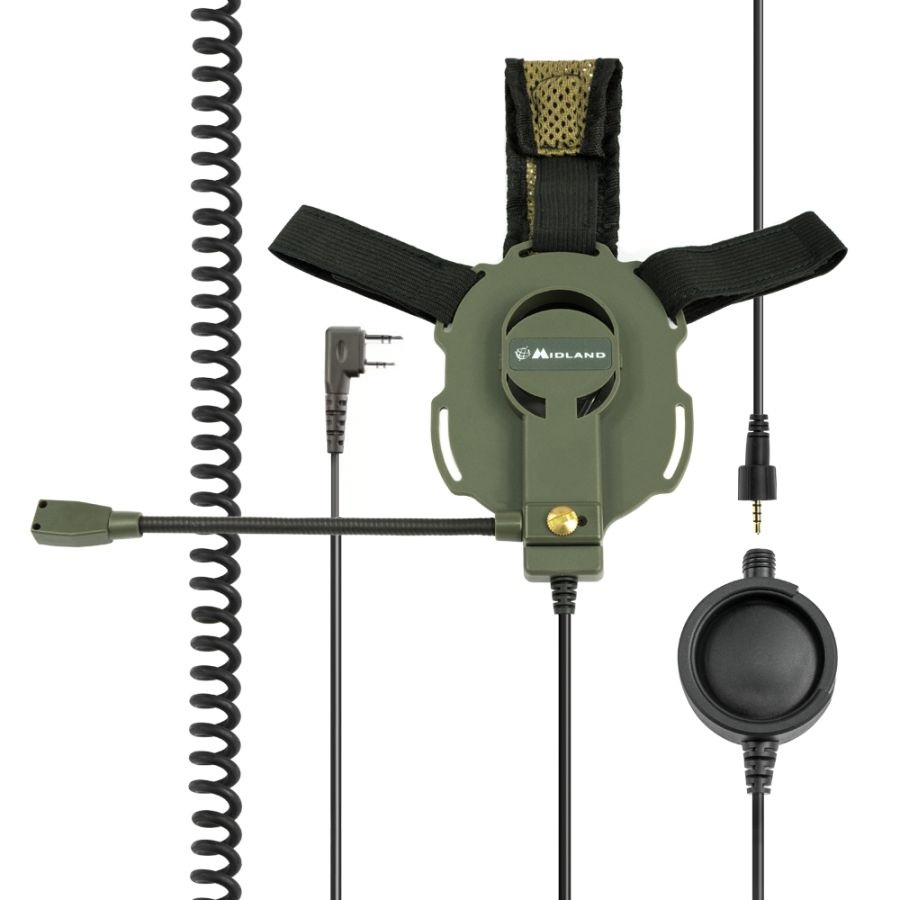 Midland Bow M-Tactical cuffia militare - compatibile radio Kenwood/Boafeng  - Jack con 2 pin 