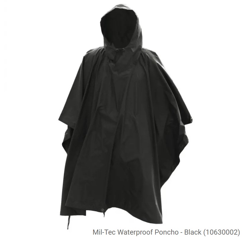 Mil-Tec Waterproof Poncho - Black (10630002)
