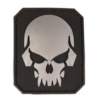 Mil Tec Silver Skull on Black - PVC patch