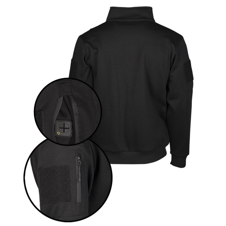 Mil-tec Felpa Tattica con Zip - nera - immagine 2