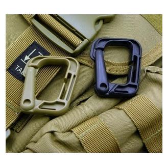 MOLLE plastic carabiner - nero-verde oliva-coyote