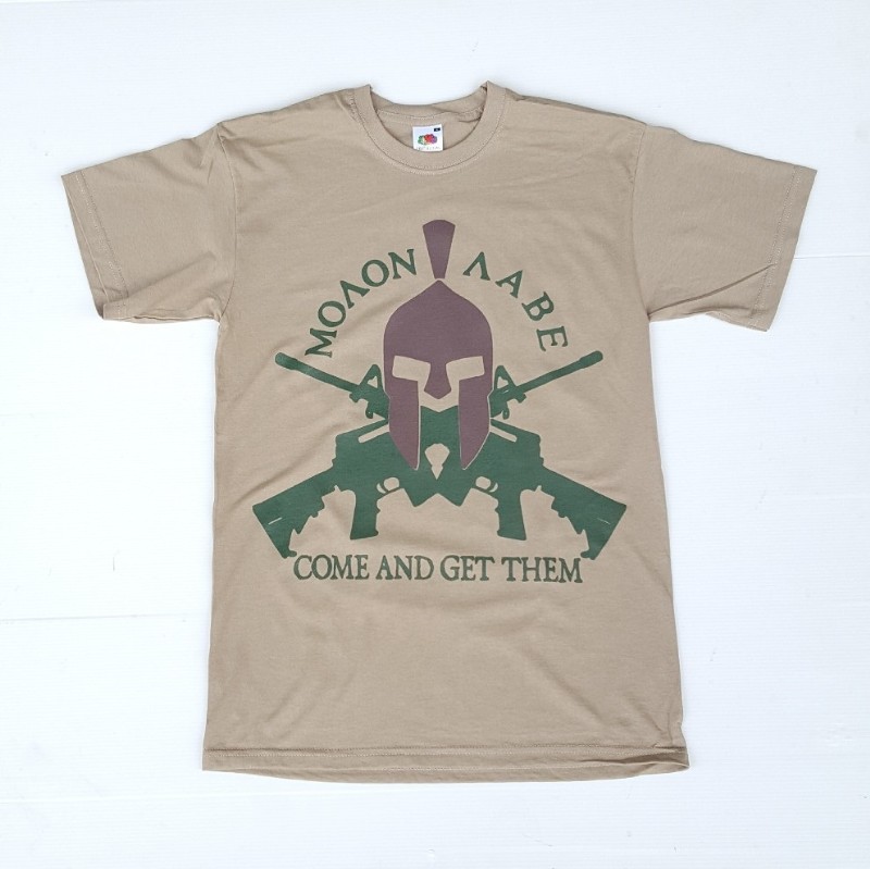"SPARTAN - MOLON LABE'" T-SHIRT DESERT