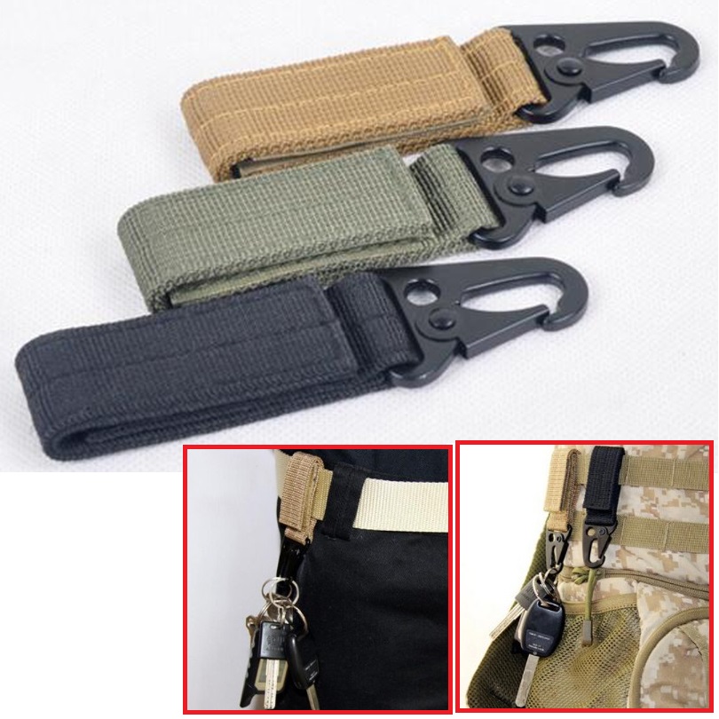 Moschettone portachiavi in metallo con nastro a velcro- colori vari