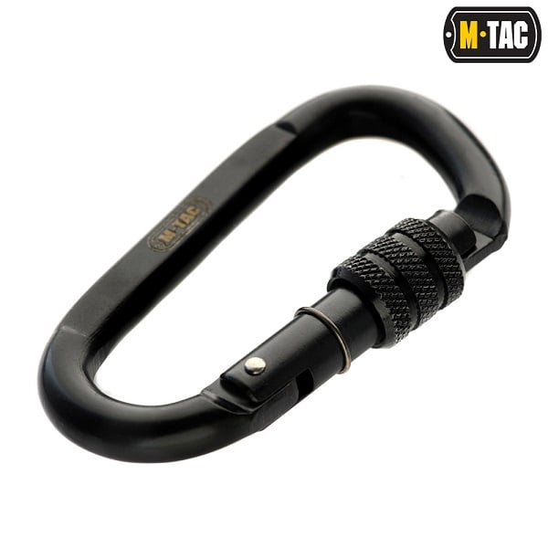 M-TAC Black Carabiner 10 cm- 27Kn- moschettone con ghiera di sicurezza