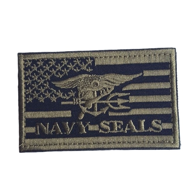 NAVY SEALS USA FLAG BLACK/GREEN PATCH