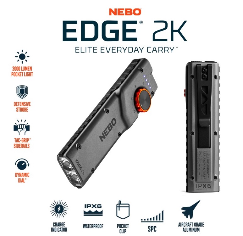 NEBO EDGE 2K Pocket Light - 2000 Lumens - batteria ricaricabile (NEB-POC-0014-G)