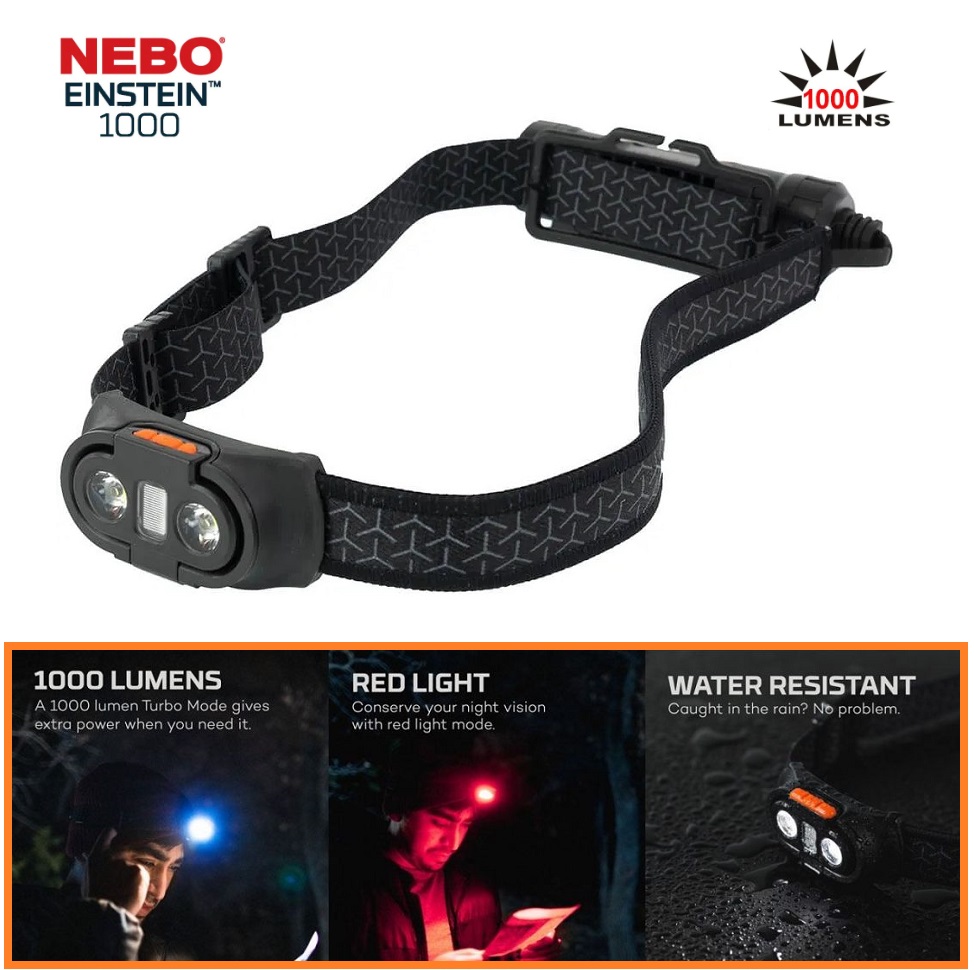 Nebo Einstein 1000 Flex Head Lamp - lampada da testa ricaricabile (NEB-HLP-0007G)