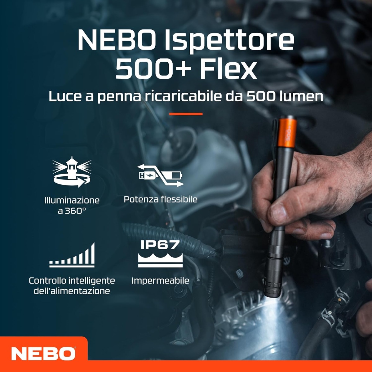 NEBO Inspector 500 lumens Black Line- Ricaricabile - Image 2