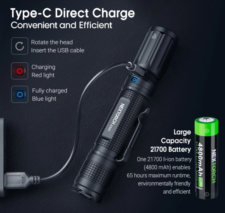 NEXTORCH E52C FLASHLIGHT - Torcia Ricaricabile 3000 Lumens LED - Image 4