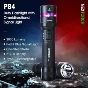 NEXTORCH P84 Duty Flashlight with Omnidirectional Signal LightTorcia Ricaricabile 3000 Lumens LED