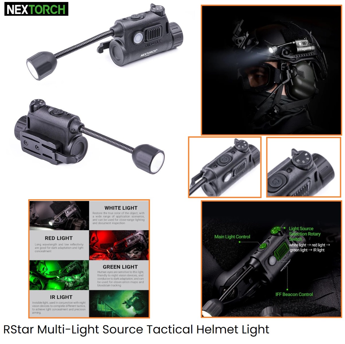 NEXTORCH rStar Multi-light Source Tactical Helmet Light