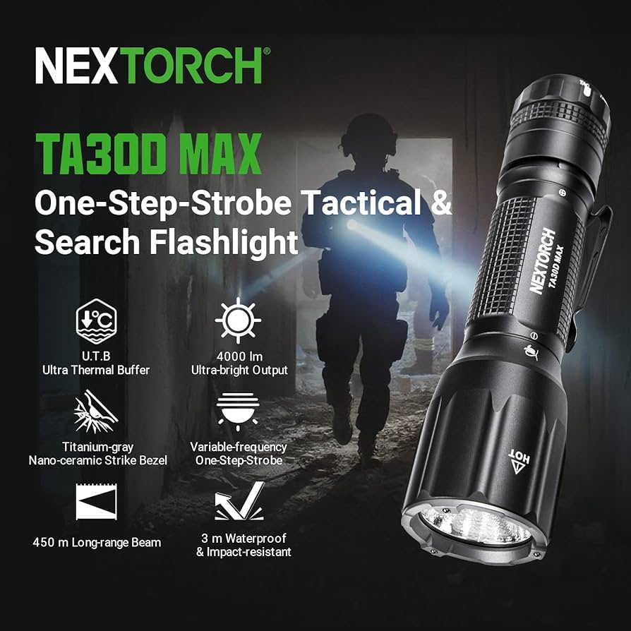 NEXTORCH TA30D MAX One-Step-Strobe Tactical & Search Flashlight - 4000 Lumens - Image 2