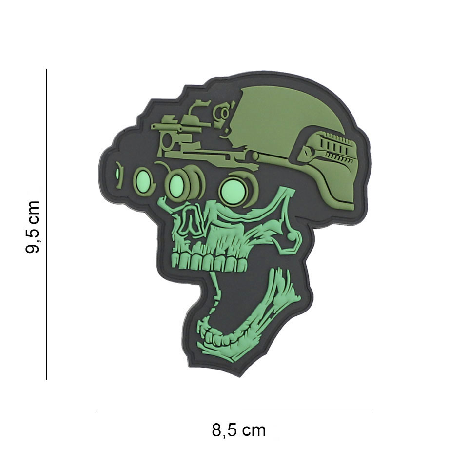 Night vision skull green PVC patch