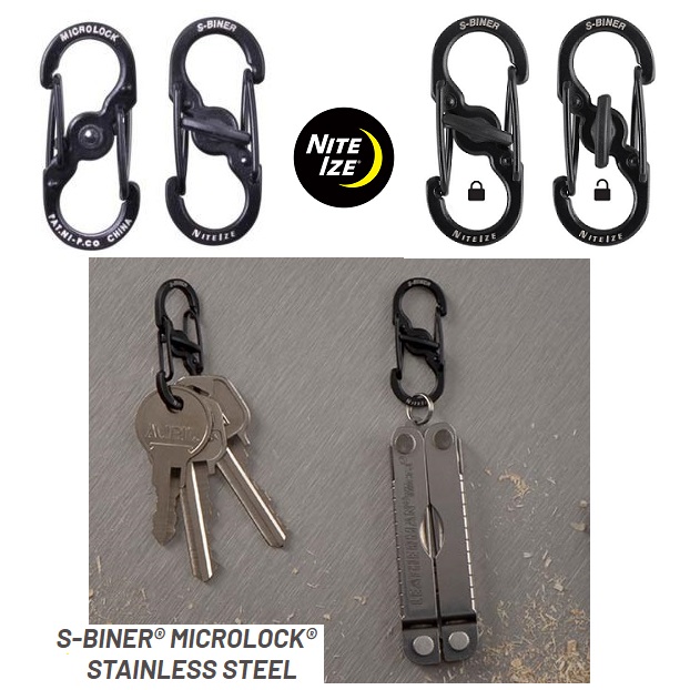 Nite Ize S-Biner® MicroLock® Stainless Steel Black - mini moschettone in acciaio con blocco(LSBM-01-2R3)