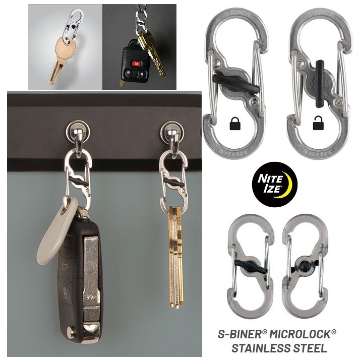 Nite Ize S-Biner® MicroLock® Stainless Steel - mini moschettone in acciaio con blocco(LSBM-11-2R3)