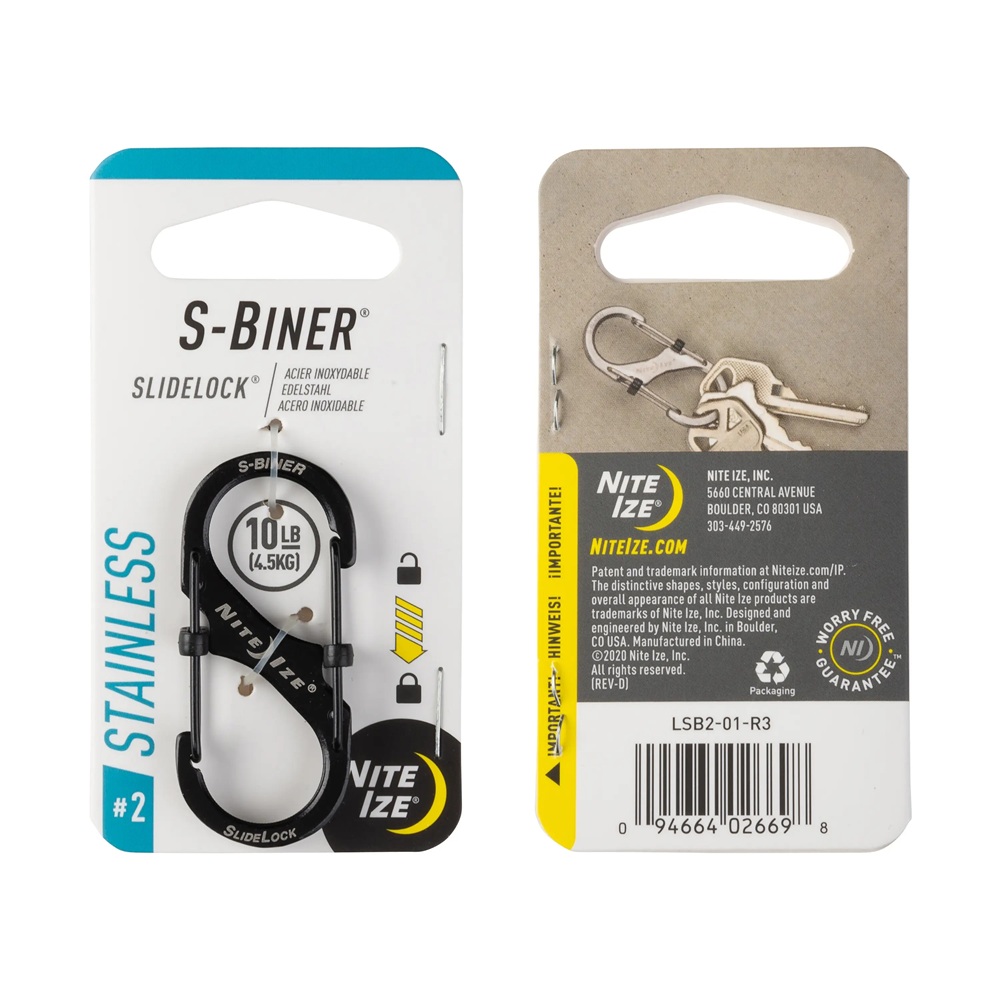 Nite Ize S-Biner® SlideLock® Carabiner Black Small #2- Moschettone Acciaio Inox 4,5 kg