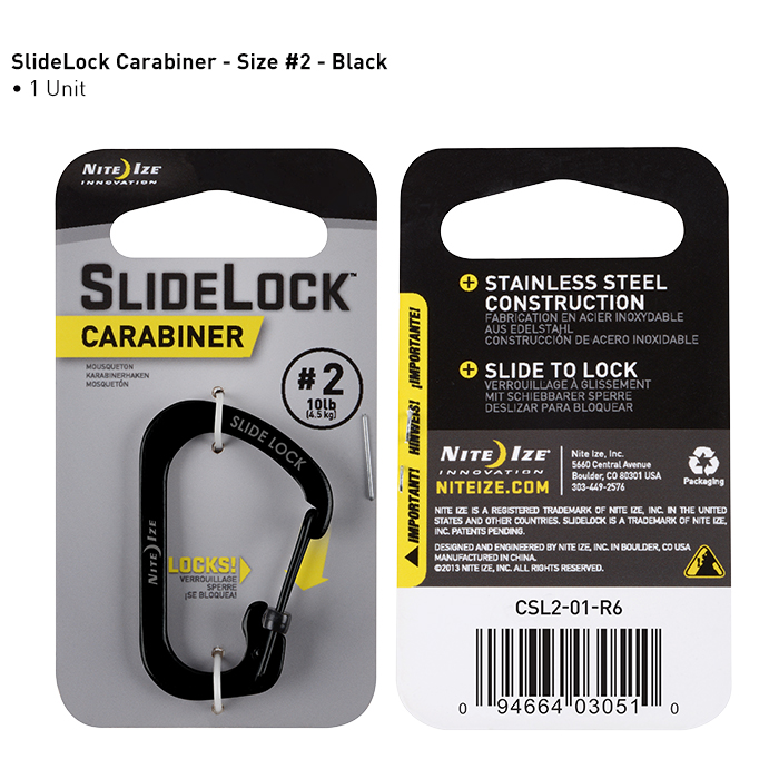 Nite Ize slide lock carabiner black small ( size 2) - Image 2