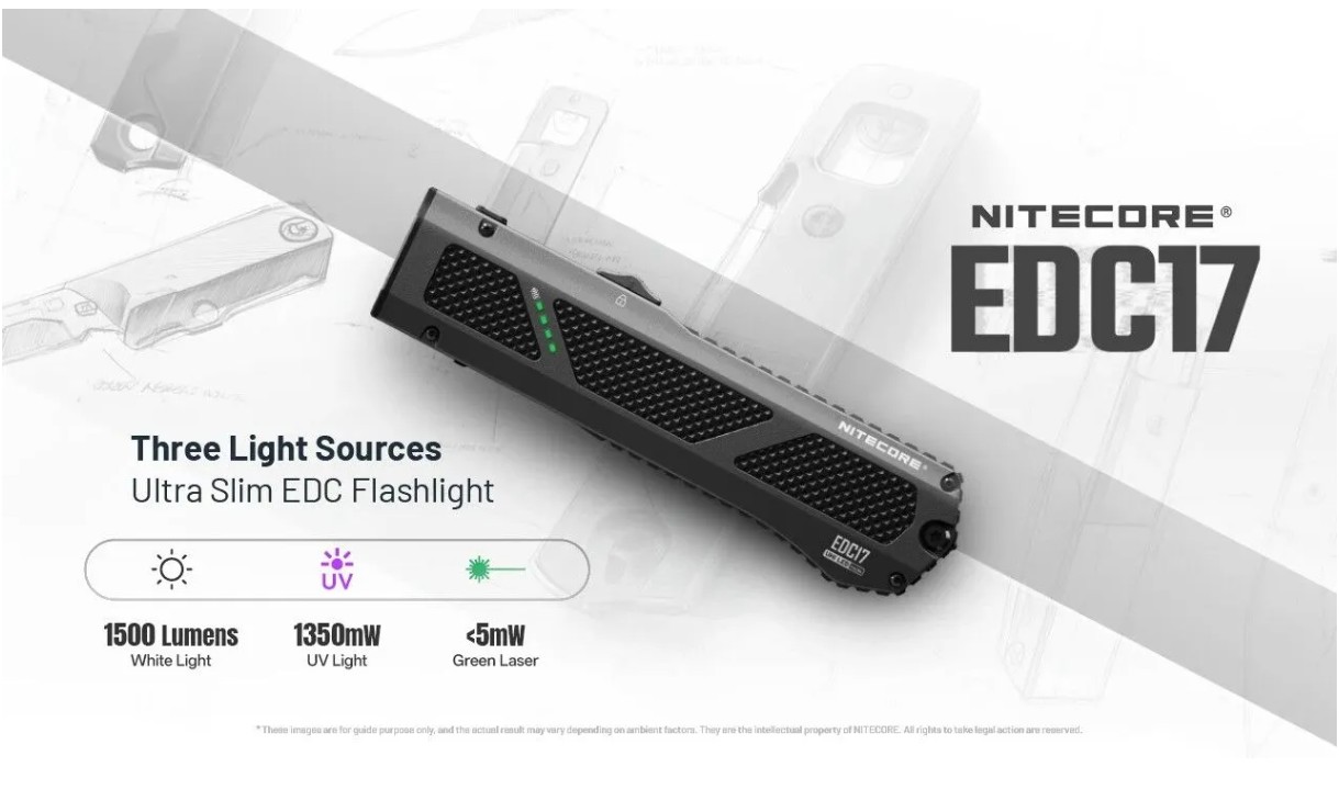 Nitecore EDC17 -Torcia LED con Luce Bianca, UV e Laser Verde - 1500 lumens e 230 metri - Ricaricabile USB-C - Image 9