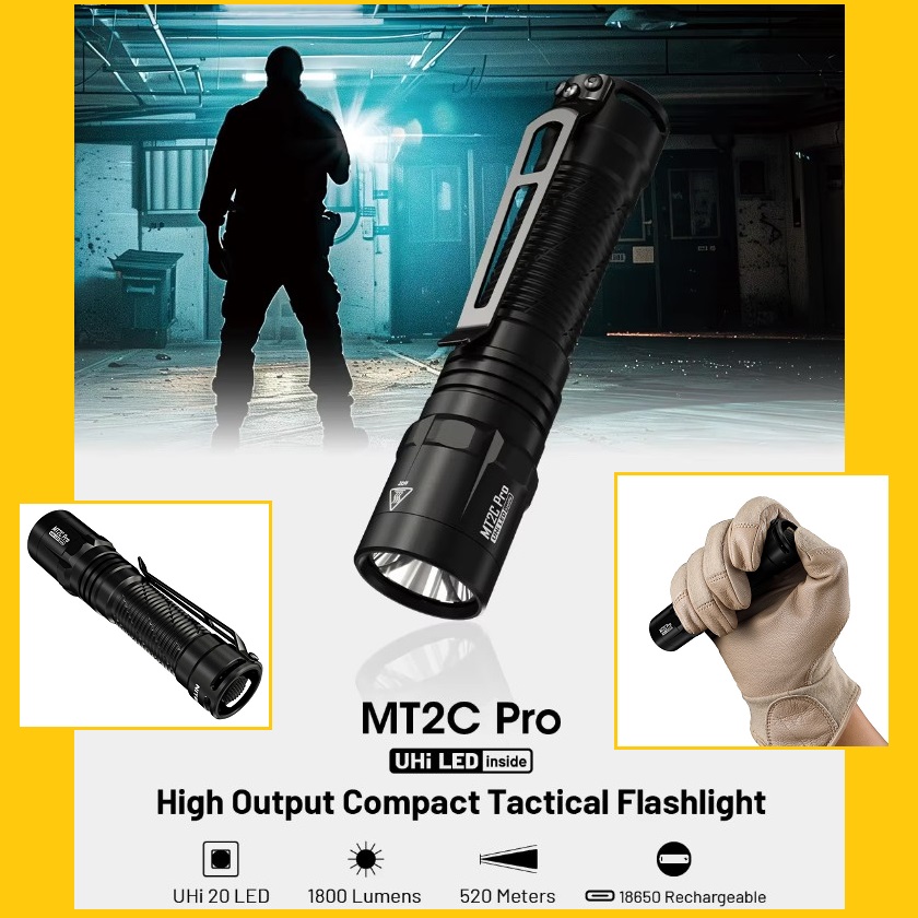 Nitecore - MT2C Pro - 1800 Lumens e 520 metri - torcia a led con batteria ricaricabile