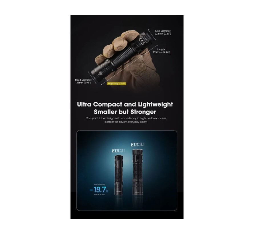 Nitecore EDC31 tactical Flashlight - Torcia Ricaricabile USB - 3500 lumens e 380 metri  - Image 5