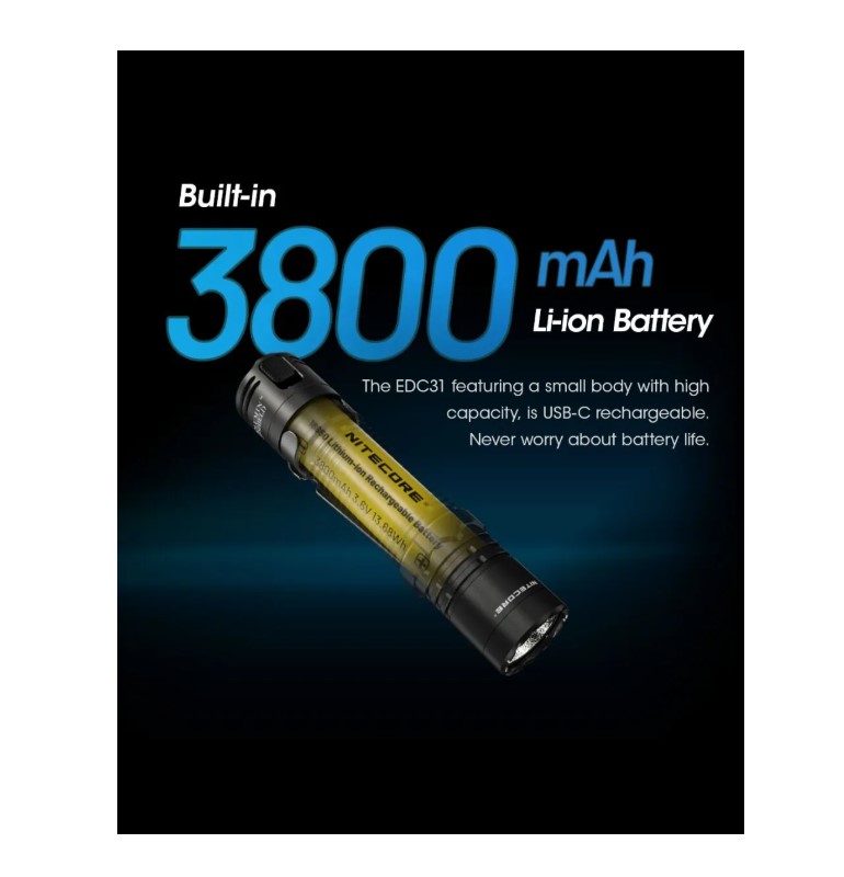 Nitecore EDC31 tactical Flashlight - Torcia Ricaricabile USB - 3500 lumens e 380 metri  - Image 6