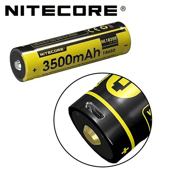 Nitecore NL1835R Con Plug USB-C - Batteria Ricaricabile Protetta Li-Ion 18650 3.6V 3500mAh