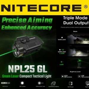 Nitecore - NPL25 GL - Green Laser Tactical Light 900 lumens - 255 metri - ricaricabile