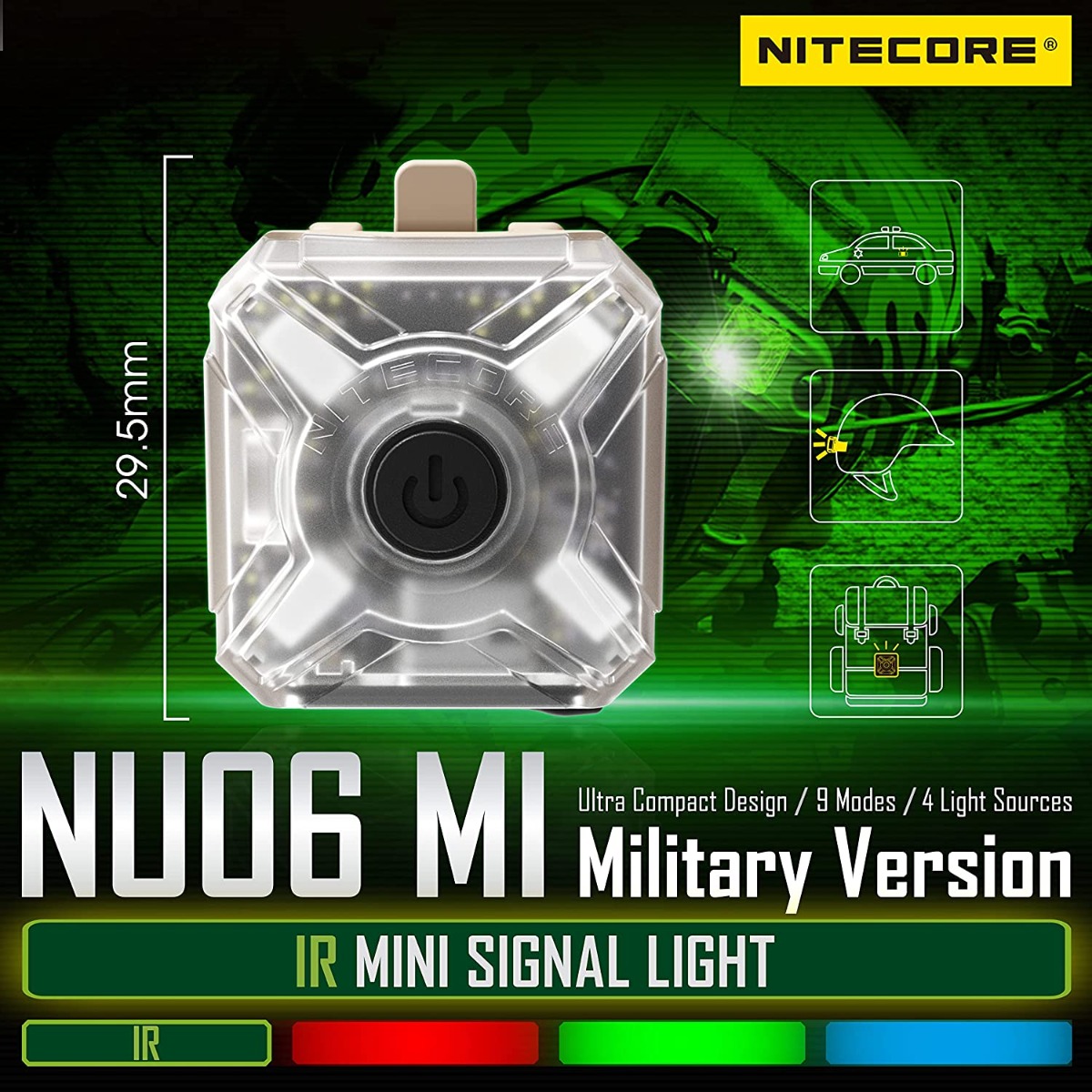 Nitecore NU06 MI - IR Mini Signal Headlamp - Ricaricabile USB - Torcia Infrarossa Per Segnalazioni