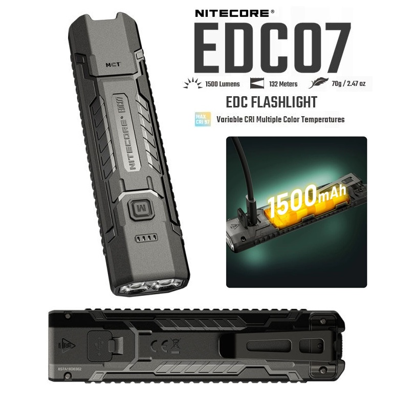Nitecore - EDC07 - Black - 1500 lumens