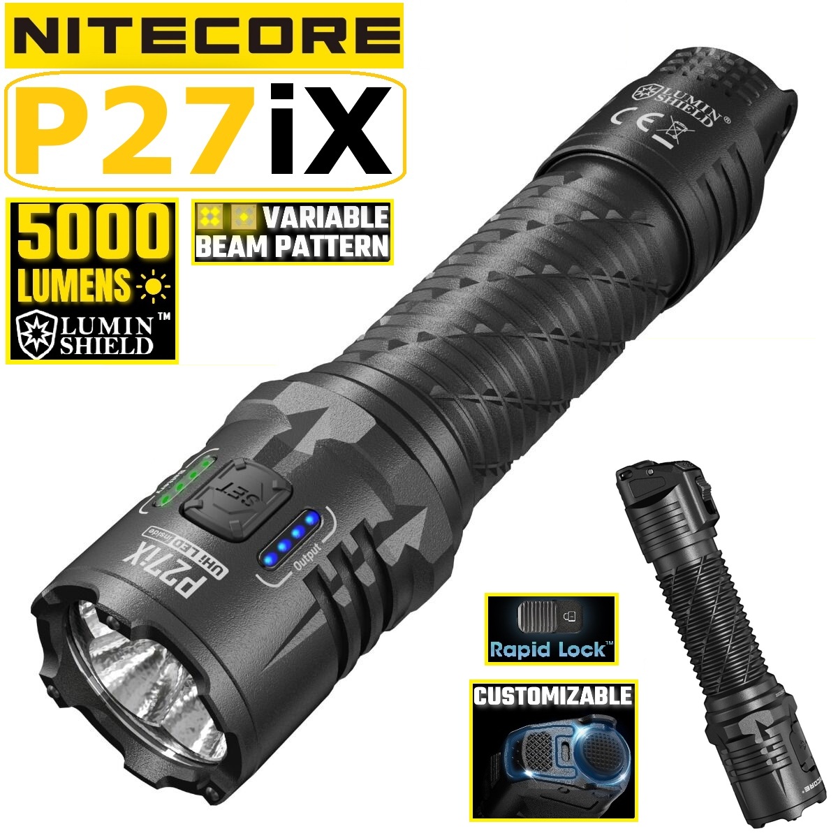 Nitecore - P27iX - Torcia LED Operativa con Fascio Luminoso Variabile - 5000 Lumens e 430 metri - Ricaricabile USB-C