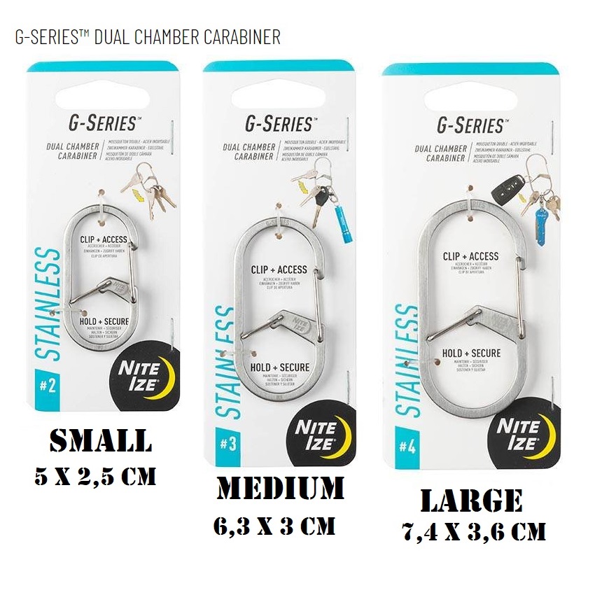 Nite Ize Dual Chamber Carabiner - G-series - colore Inox