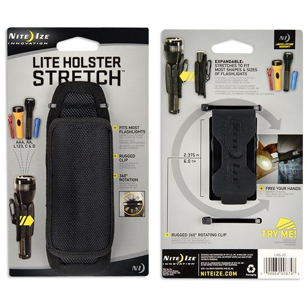 NITE IZE LITE HOLSTER STRETCH - giberna ruotabile porta-lampada universale( LHS-03)
