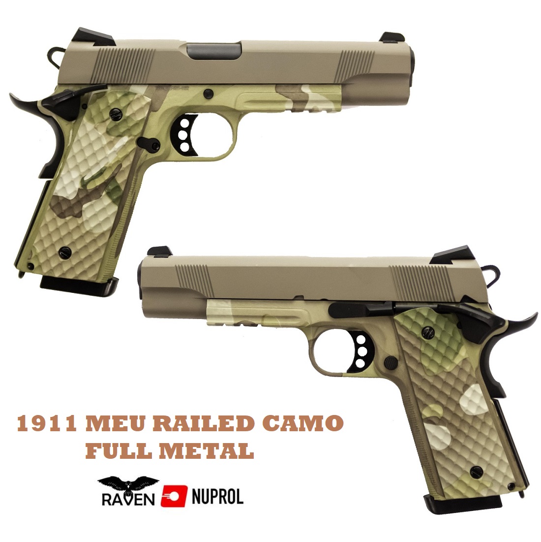NUPROL RAVEN 1911 MEU RAILED CAMO FULL METAL SCARRELLANTE (RGP-02-10)